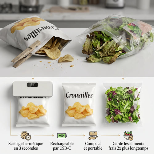 French Table™ – Mini Scelleur & Coupe-Sac 2-en-1
