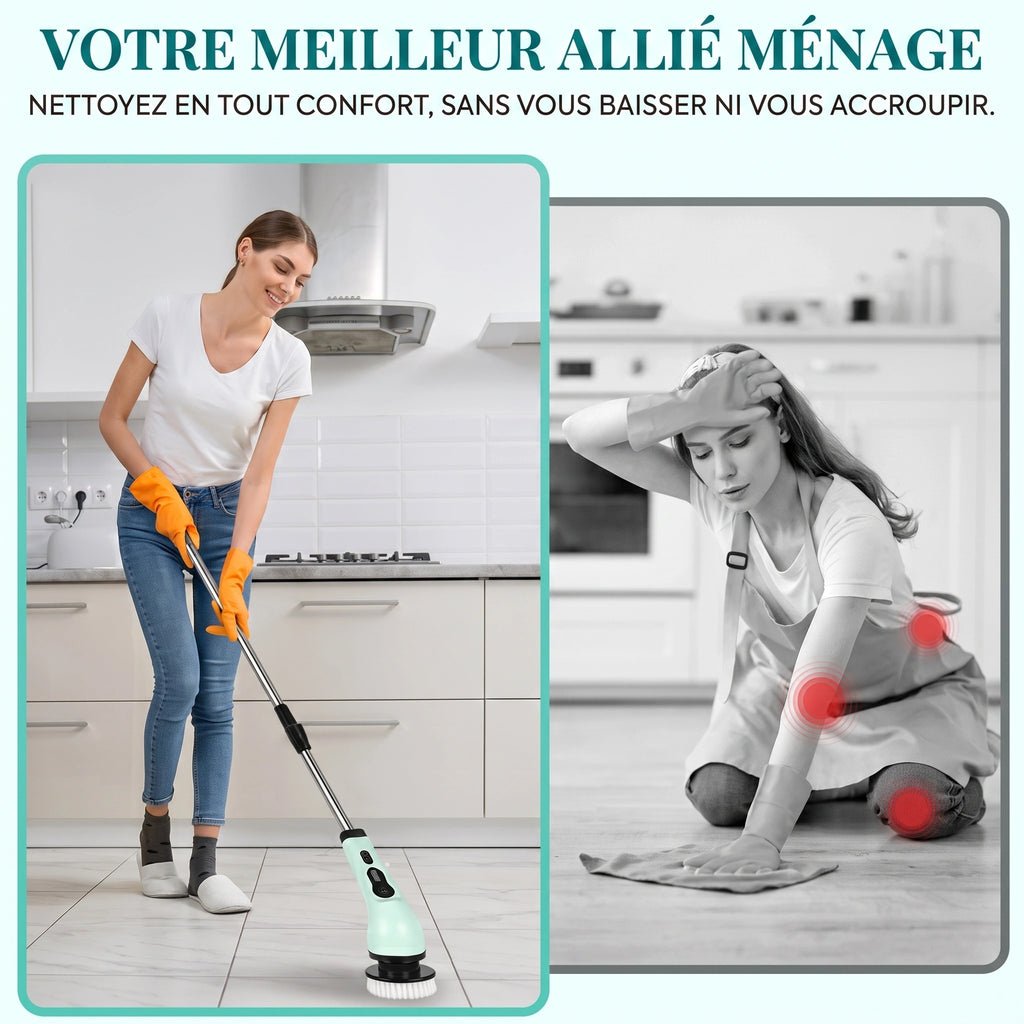 French Table™ – Brosse Électrique Rotative 9 en 1, Rechargeable USB-C
