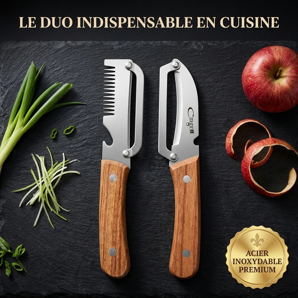 Pack Duo Inox - Éplucheur & Trancheur Multifonction